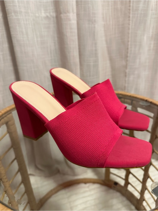 SHEIN Shoes - SHEIN Hot Pink Block Heel Slide Mules